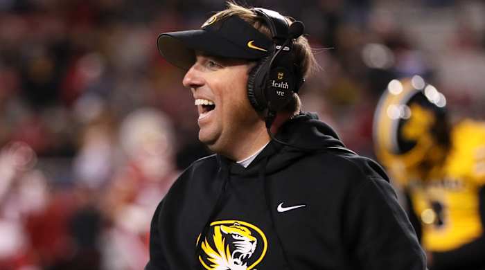 Missouri coach Eli Drinkwitz reacts to the team getting a touchdown.